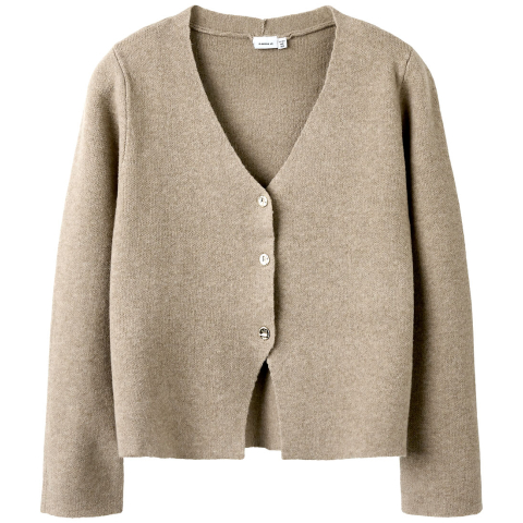 Name It Vest - Gebreid - NkfBerta - Mocha Meringue - Name It - 7-8 jaar (122-128) - Vesten