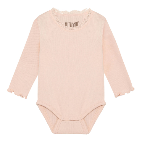Huttelihut Romper l/s - Rib - Peach Blush - Huttelihut - 56 - Rompers Lange Mouw