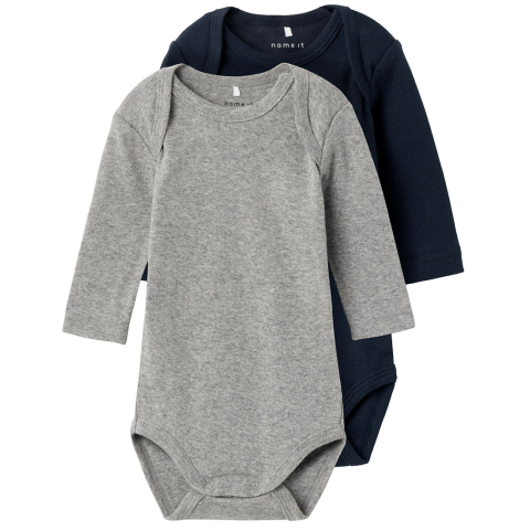 Name It Romper l/s - Noos - NbnBody - 2-pack - Dark Sapphire - Name It - 1 jaar (80) - Rompers Lange Mouw