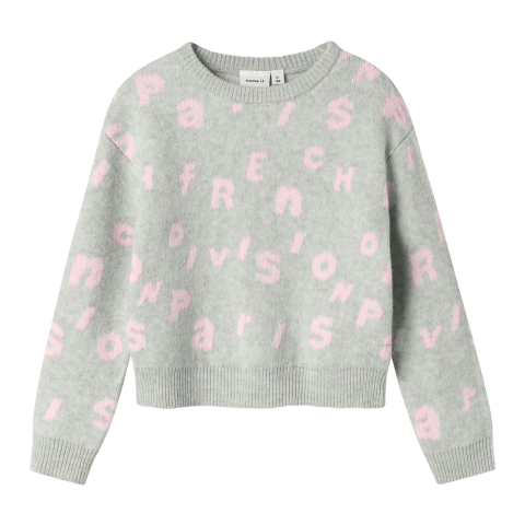 Name It Blouse - Gebreid - NmfOline - Light Grey Melange - Name It - 3 jaar (98) - Shirts