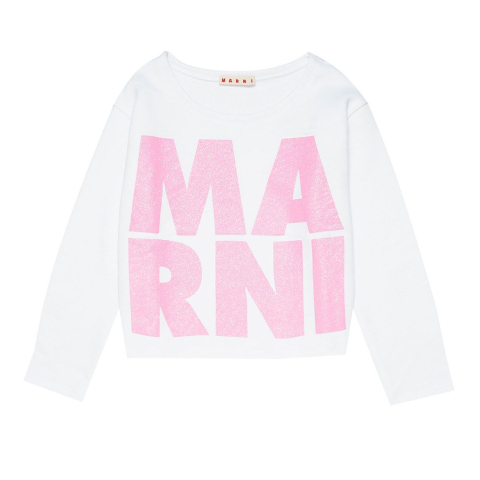 Marni Trui - Bijgesneden - Wit/Roze m. Glitter - Marni - 12 jaar (152) - Truien