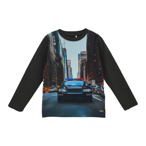Minymo Shirt - Pirate Black m. Politieauto - Minymo - 2 jaar (92) - Shirts