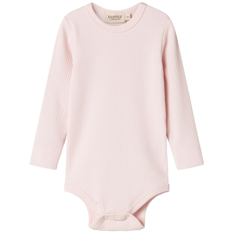 MarMar Romper l/s - Rib - Modaal - Noos - Roze - MarMar - 1 jaar (80) - Rompers Lange Mouw