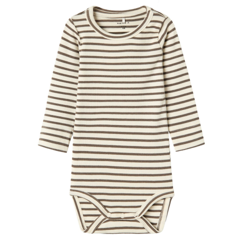 Name It Romper l/s - Rib - NbnBani - Bungee Cord - Name It - 50 - Rompers Lange Mouw