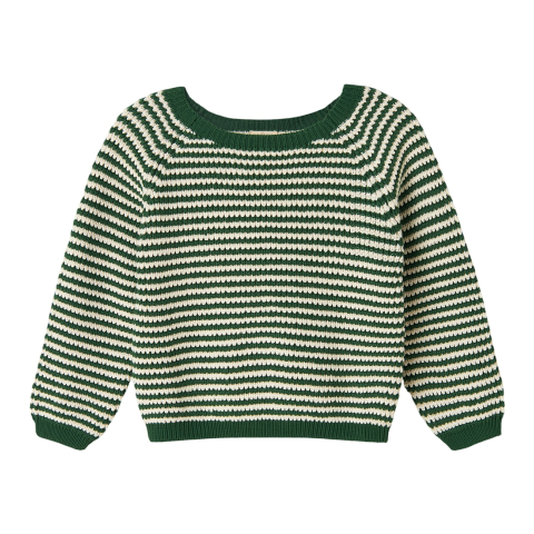 MarMar Blouse - Gebreid - Turijn - Garden Green Stripe - MarMar - 10 jaar (140) - Shirts