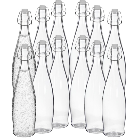 Alessandro Beugelflessen / weckflessen - glas - 12x stuks - luchtdicht - 1 liter - waterfles -