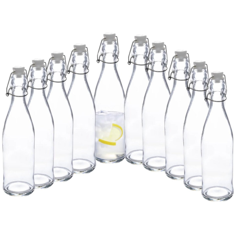 5Five weckflessen - 10x - beugelflessen - 500 ml - glas - transparant - luchtdicht - sappen - inmake -