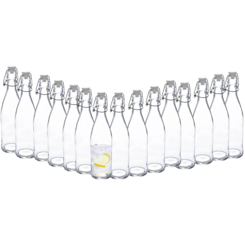 5Five weckflessen - 15x - beugelflessen - 500 ml - glas - transparant - luchtdicht - sappen - inmake -