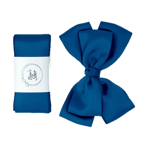 By Stær Doopband m. Vlinderdas - Satin - Double Bow - Navy - By Stær - OneSize - Haaraccessoires