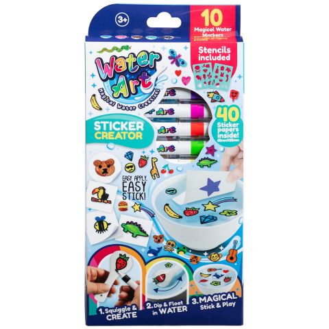 Water Art Creatieve Speelset - 10 stk + Sticker Set - Water Art - OneSize - Knutselpakket
