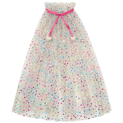 Mimi & Lula Cape - Tule - Beige Rainbow Hearts - Mimi & Lula - OneSize - Verkleedkleren
