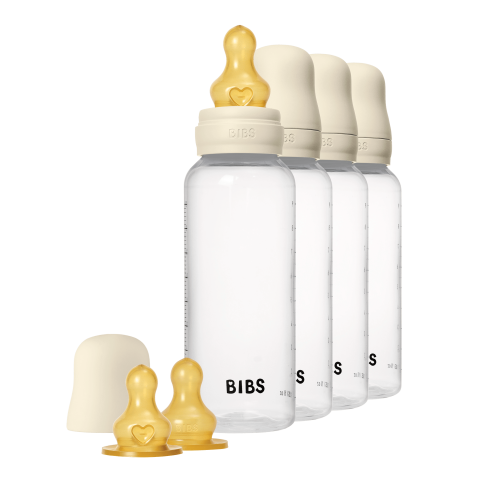 BIBS - Baby Bottle Round Latex 4 Pack - Ivory - 270 ml