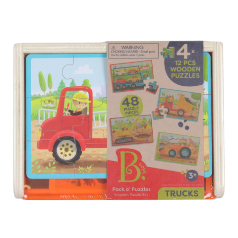 B. toys Puzzel - 4x12 - Werkvoertuigen - B. toys - OneSize - Puzzels