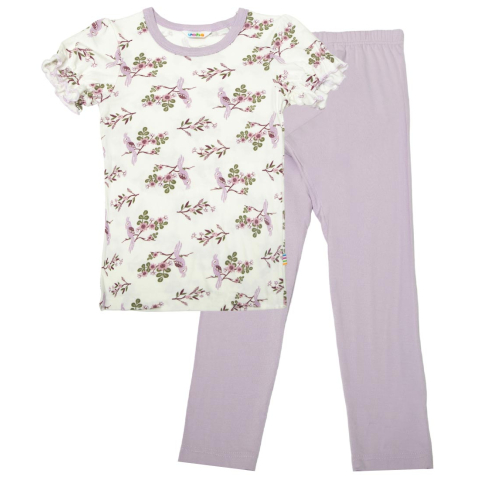 Joha Pyjama set - Bamboe - Off White/Paars m. Papegaai - Joha - 90 - Pyjama's - Tweedelig