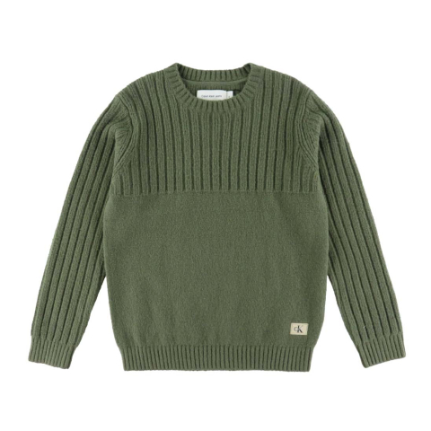 Calvin Klein Blouse - Gebreid - Dusty Olive - Calvin Klein - 10 jaar (140) - Shirts