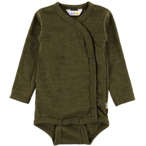 Joha Wikkelromper l/s - Wol - Mos Groen - Joha - 70 - Rompers Lange Mouw
