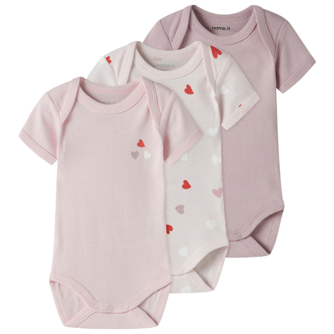Name It Romper s/s - Noos - 3-pack - Carinaria/Ballery - Name It - 68 - Rompers Korte Mouw