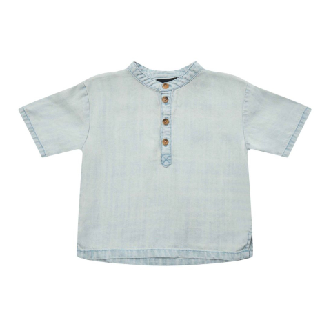 Petit by Sofie Schnoor Overhemd s/s - Blauw m. Knoppen - Sofie Schnoor - 74 - Hemden S/S