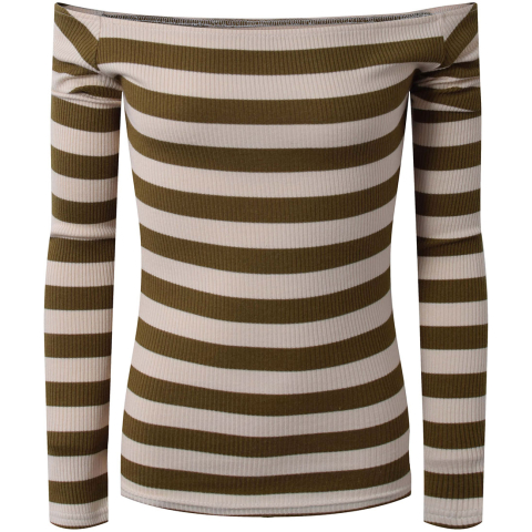 Hound Blouse - Off-shoulder - Legergroen/Beige Gestreept - Hound - 12 jaar (152) - Shirts