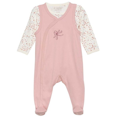 Fixoni Romper m. Voetjes m. Romper l/s - Misty Rose - Fixoni - 62 - Boxpakjes