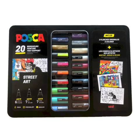 Posca Markers m. Metalen doos - 20 stk - Straat Art - Posca - OneSize - Markers