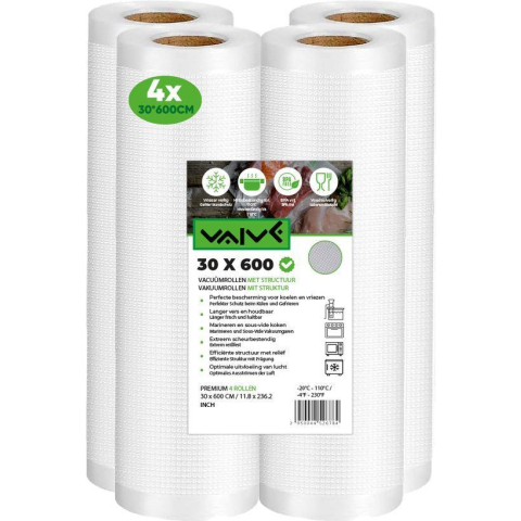 Vaive Vacumeerrollen 30 x 600 - Vacuumzakken Voedsel - 4 stuks