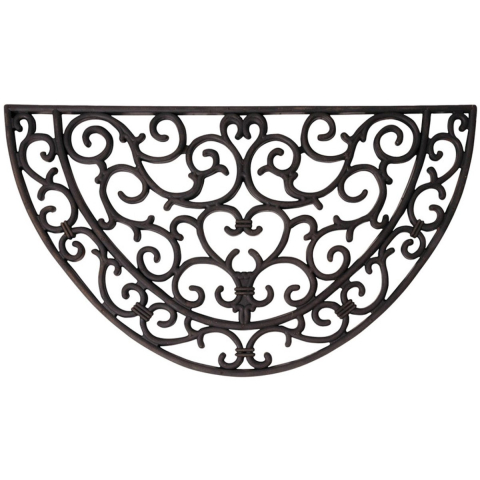 Esschert Design Deurmat - 2x - rubber - schoonloopmat - halfrond - 68 x 40 cm -