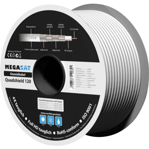 MegaSat 100093 Coaxkabel Buitendiameter: 7.0 mm Wit 100 m