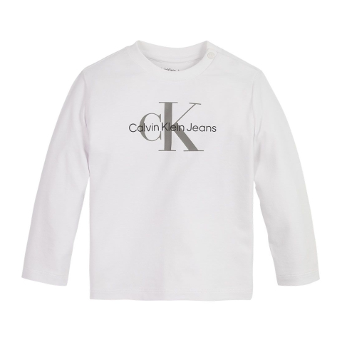 Calvin Klein Blouse - Monogram LS T-Shirt - Bright White - Calvin Klein - 68 - Shirts