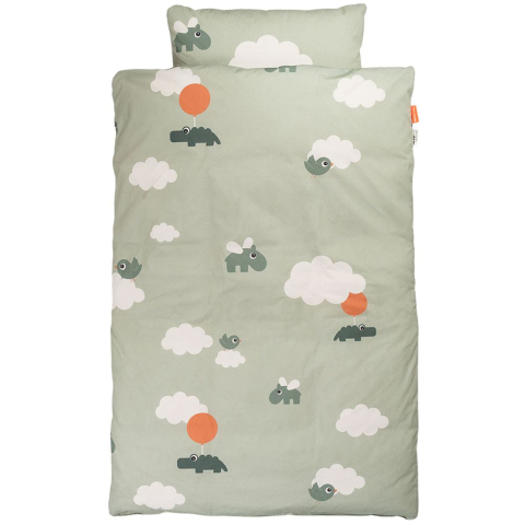 Done by Deer Beddengoed - Junior - Happy Clouds - Groen - Done by Deer - Julinor - Beddengoed - Junior
