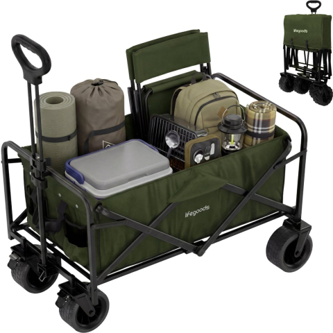 LifeGoods Bolderkar - Opvouwbaar - 80KG Draagkracht - 94L - Wasbaar Polyester - Groen