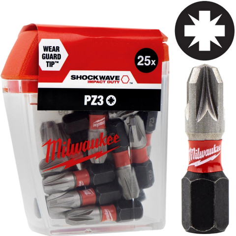 Milwaukee SHOCKWAVE™ IMPACT DUTY schroefbits PZ3 x 25 mm VE=25 - 4932430869