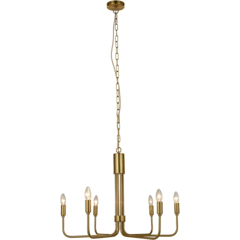 Elanova 6 Kroonluchter Brass - Lindby - Woonkamer - Antiek - Metaal - Meerdere lampen