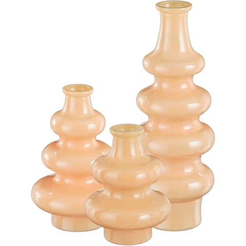 Bloemenvaas Sira - 3x - glas - beige - 3 maten - vaas - sierlijk model -