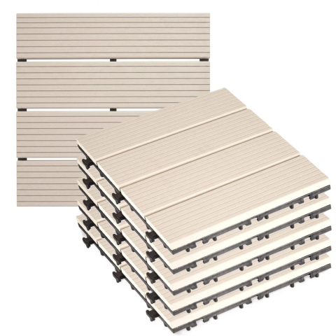 Iber Garden Tuintegel / balkon terrastegels - 20x - beige - composiet - 30 x 30 cm - vlonder -
