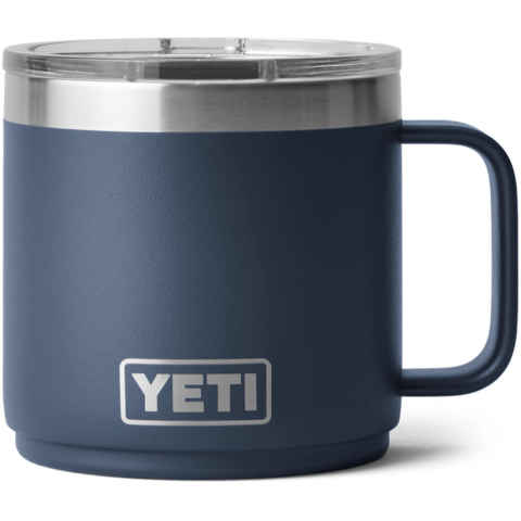 Yeti Rambler Stackable Mug 2.0 14oz Mag Slider Lid, Navy Blue, stapelbare thermosmok met deksel, 414 ml