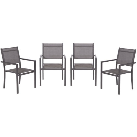 Garden Impressions Moon tuinstoelen set van 4 carbon black / antraciet