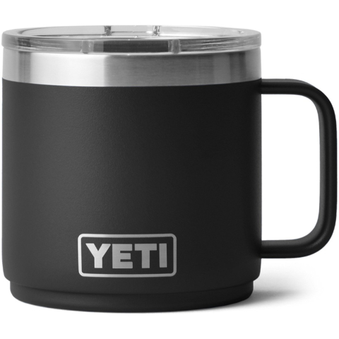 Yeti Rambler Stackable Mug 2.0 14oz Mag Slider Lid, Black, stapelbare thermosmok met deksel, 414 ml