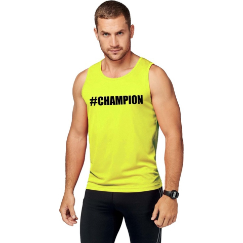 Neon geel kampioen sport shirt/ singlet #Champion heren S -