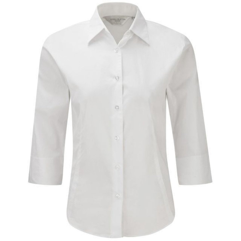 Russell Collectie Dames/Dames 3/4 Mouw Easy Care Gevoelig overhemd (Wit)