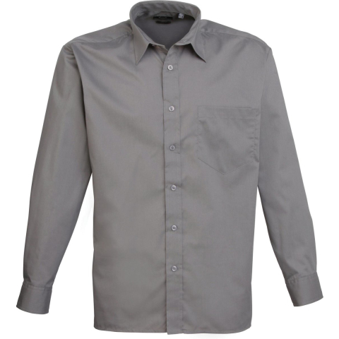 Premier Heren Premier Poplin Formeel Overhemd Met Lange Mouwen (Donkergrijs)