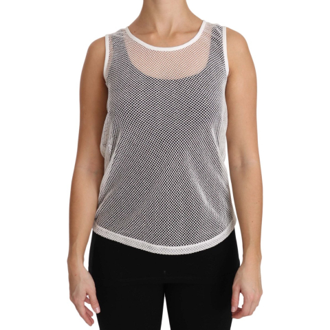 Dolce & Gabbana Vrouwen Wit Net Transparant Mouwloos Tank Top