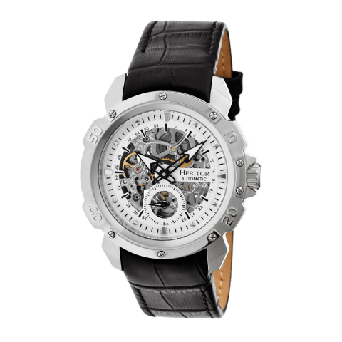 Heritor automatisch Conrad skelet horloge met leren band