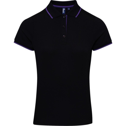 Premier Dames/dames Contrast Coolchecker Poloshirt (Zwart/Paars)