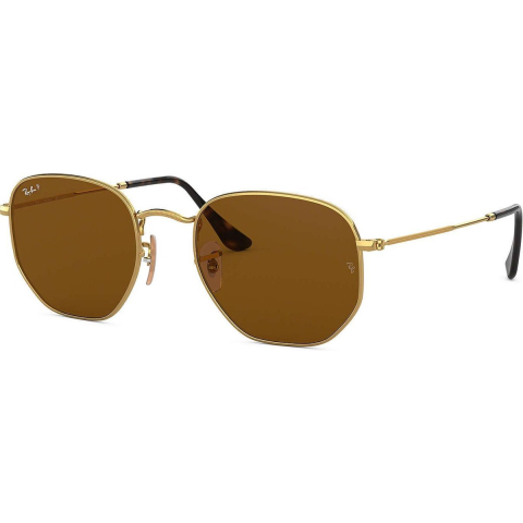 Ray-Ban Zonnebril Hexagonal 3548N 001/57 Goudbruin Gepolariseerd 51mm