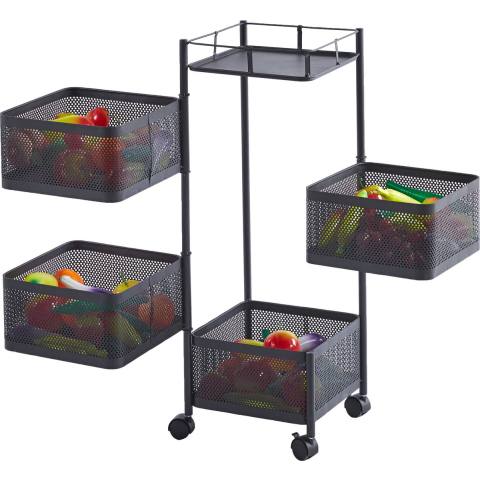 Furnilux Keukenrek met 4 manden functioneel en stijlvol zwart 28 x 28