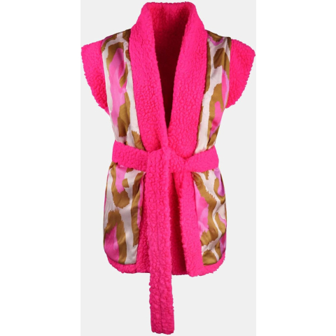 Mucho Gusto ® teddy gilet reversible beige met snake