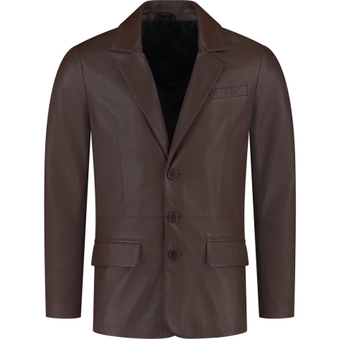 Cycas D'or Buff leren parka lange leren jas chocolade