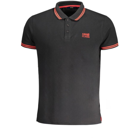 Cavalli Class Polo Shirt met Tipped Kragen Rood Logo Zwart