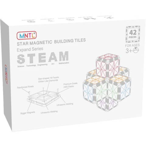 MNTL Magnetic tiles magnetische tegels rainbow sterren 42 stuks